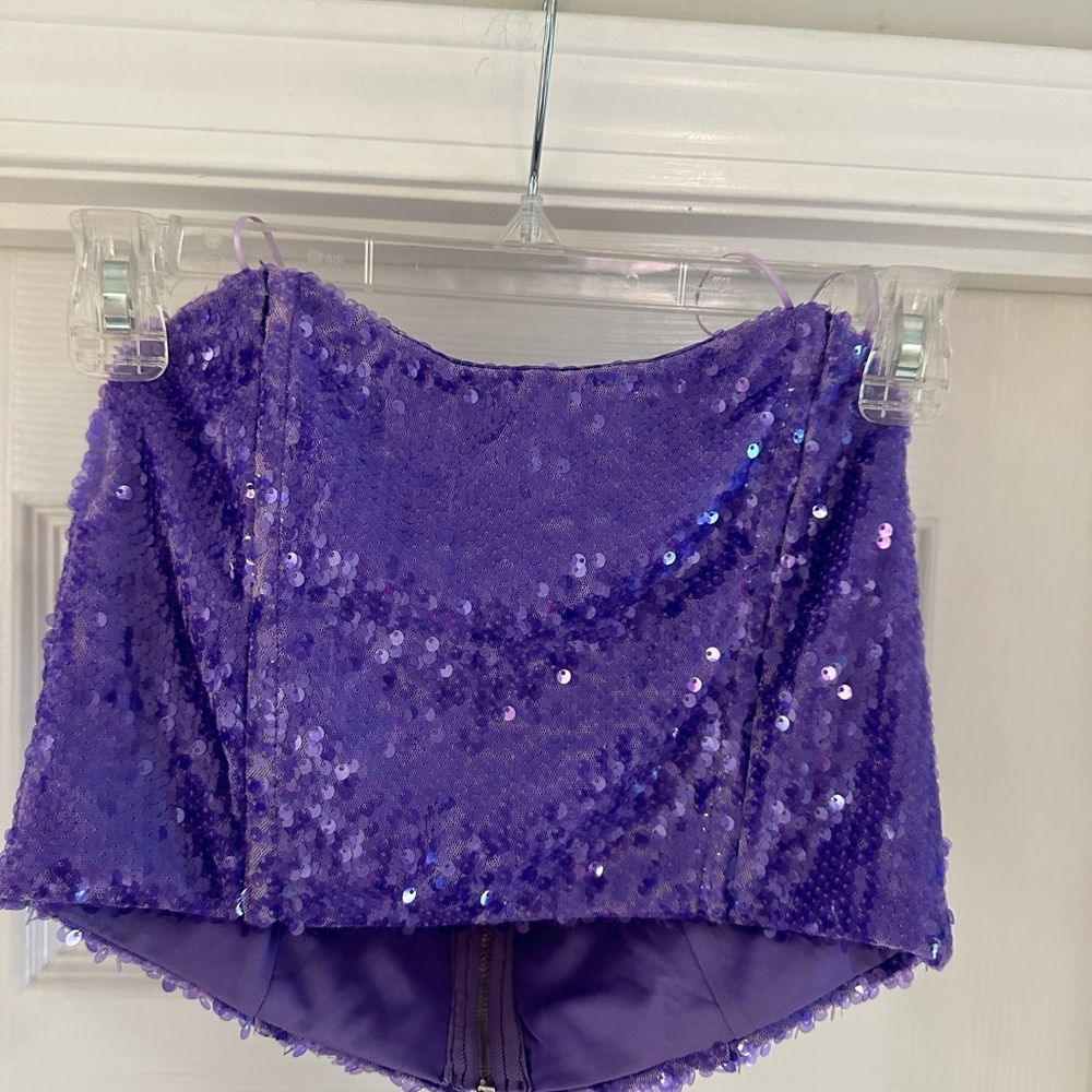 purple sequin crop top